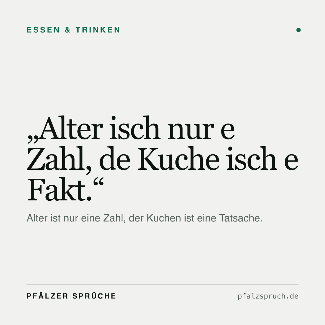 Vorschau der Karte für Alter isch nur e Zahl, de Kuche isch e Fakt.