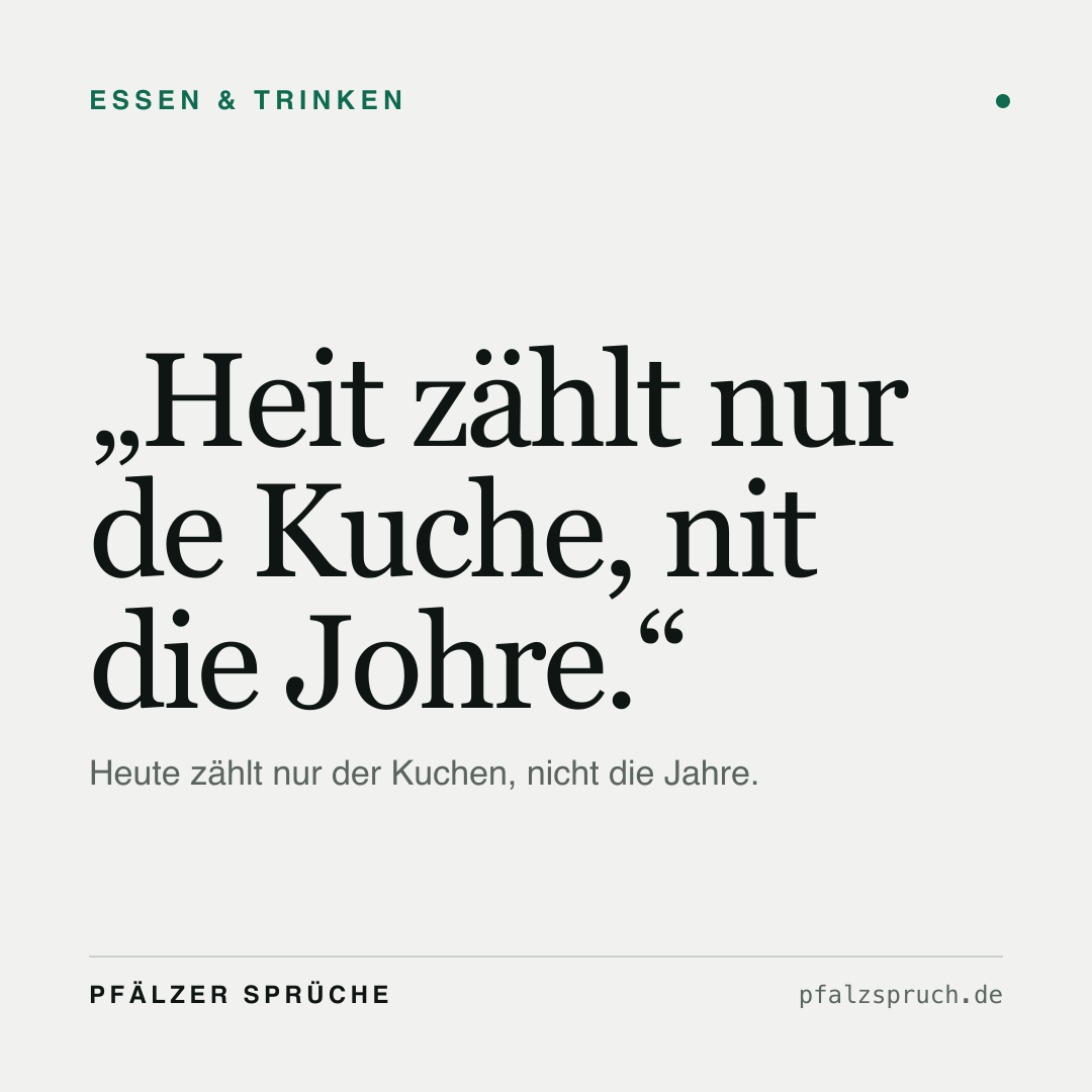 Vorschau der Karte für Heit zählt nur de Kuche, nit die Johre.